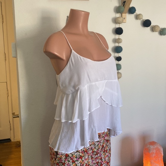 Miss Love crinkle Rayon tiered ruffle cami tank top - Picture 2 of 7
